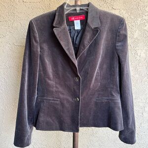 Anne Klein Velvet Gray 2 Button Front Blazer Size 8
